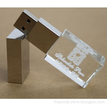 U Disk Transparent Swarovski Crystal USB Pen Drive LED Light